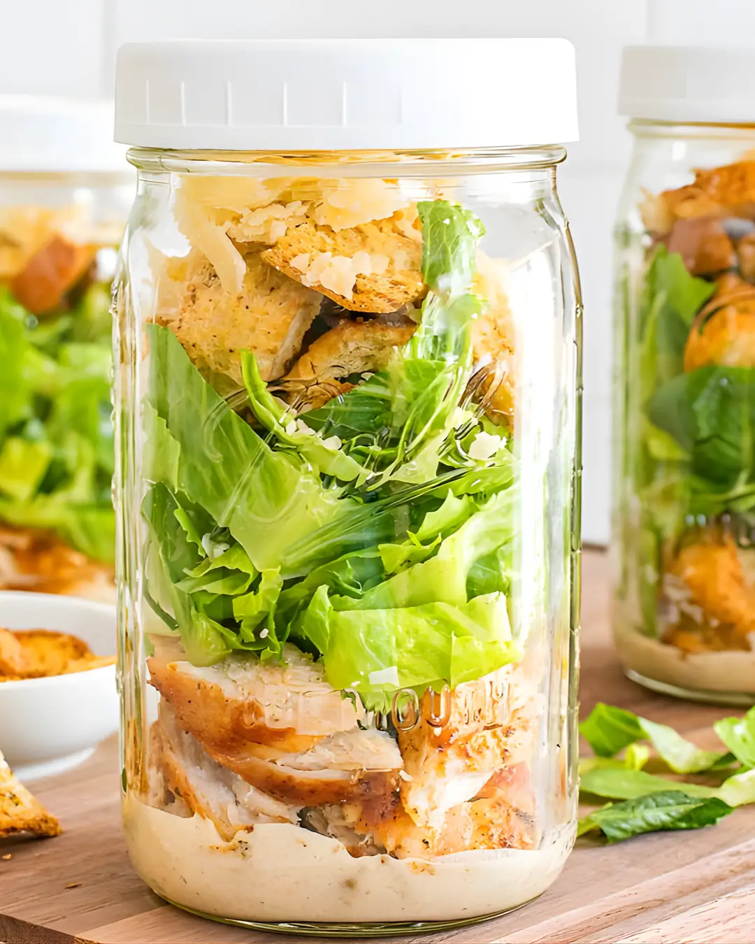Ensalada césar en frasco